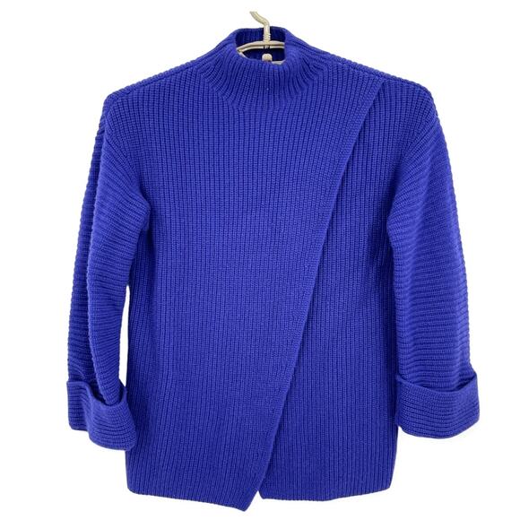 Athleta Azalea Sweater Noble Blue Cashmere Wool Blend Oversized Size XS/Small - Picture 1 of 8